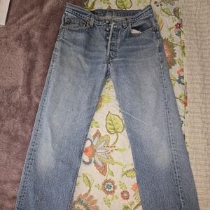 Vintage Levi's Button Fly Light Blue Straight Leg Jeans